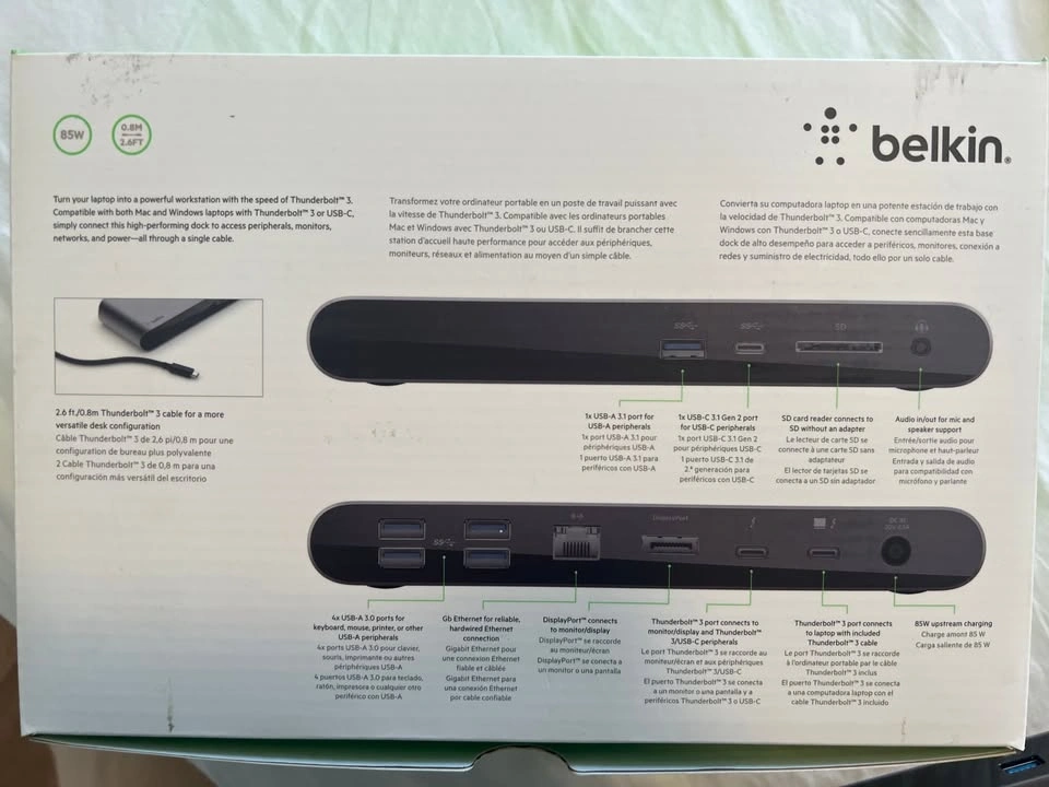 Belkin Thunderbolt 3 Dock Pro | 40Gbps | Dual 4K | Excellent Con - photo 3