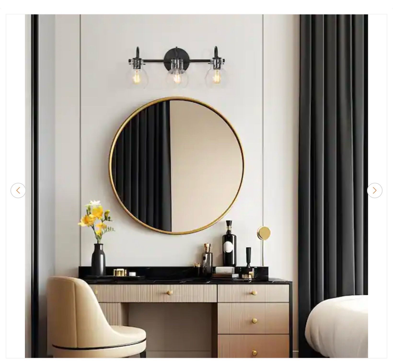 22" 3-Light Black Bathroom Vanity Light - photo 2
