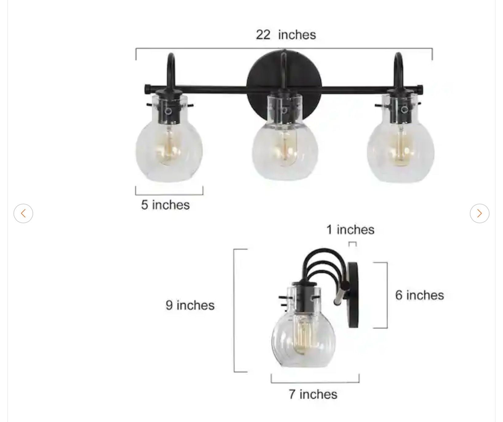 22" 3-Light Black Bathroom Vanity Light - photo 3