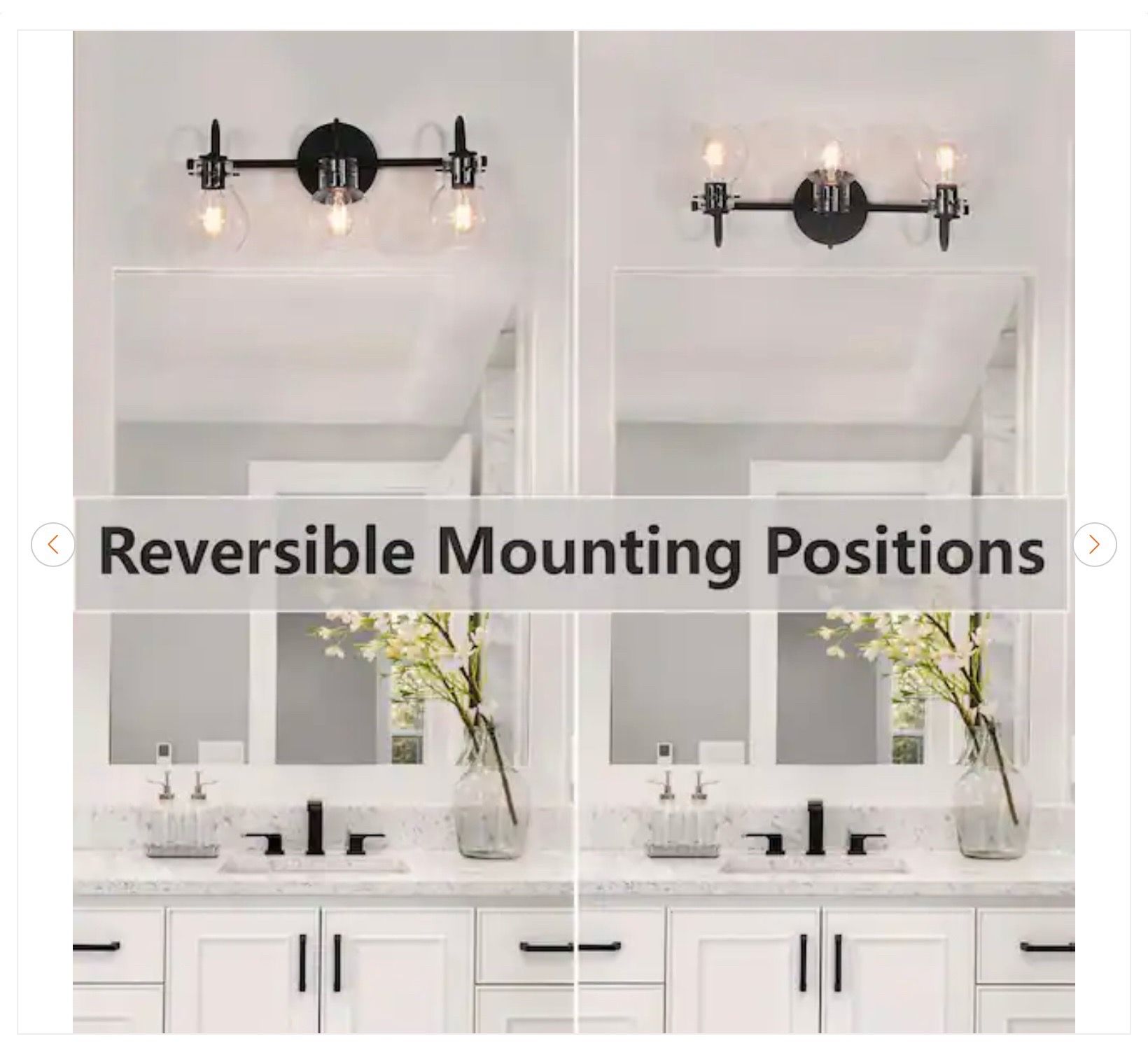 22" 3-Light Black Bathroom Vanity Light - photo 4