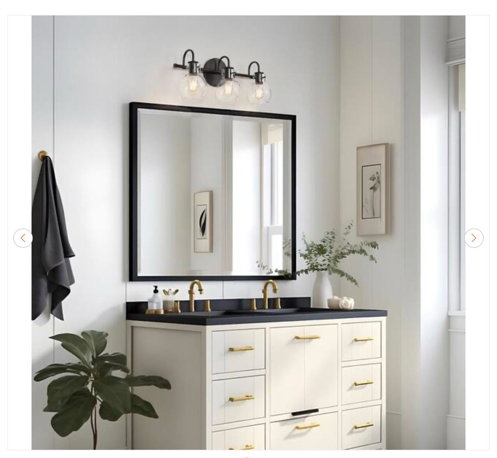 22" 3-Light Black Bathroom Vanity Light - photo 5