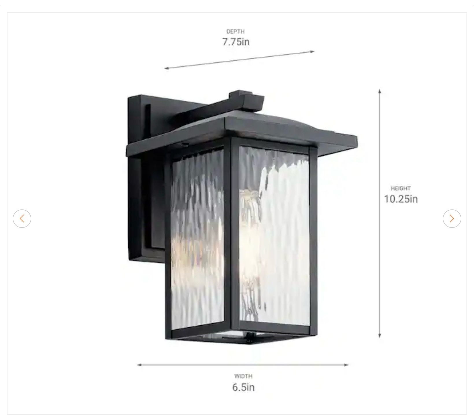 Kichler Capanna 10.25" Outdoor Wall Lantern - Black - photo 3