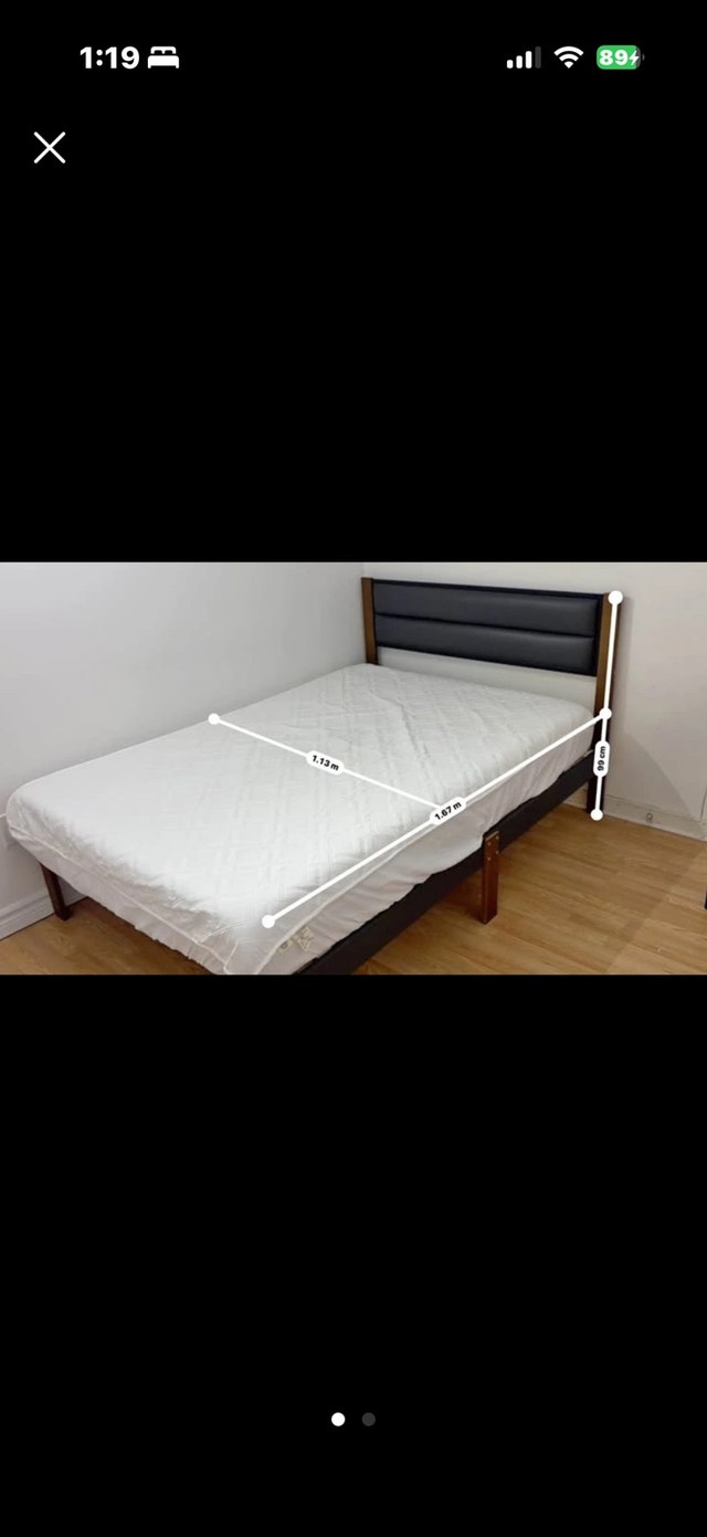 Full Bed Frame - Black Leather