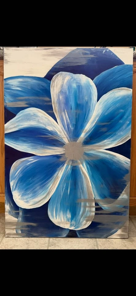 Blue flower painting original art - photo 2