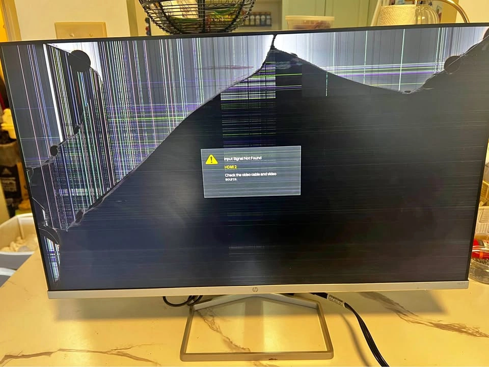 HP M27f Monitor with Screen Damage