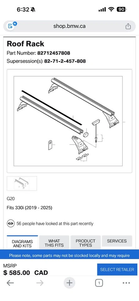 BMW OEM Roof Rack Bars for G20 3 Series - photo 5