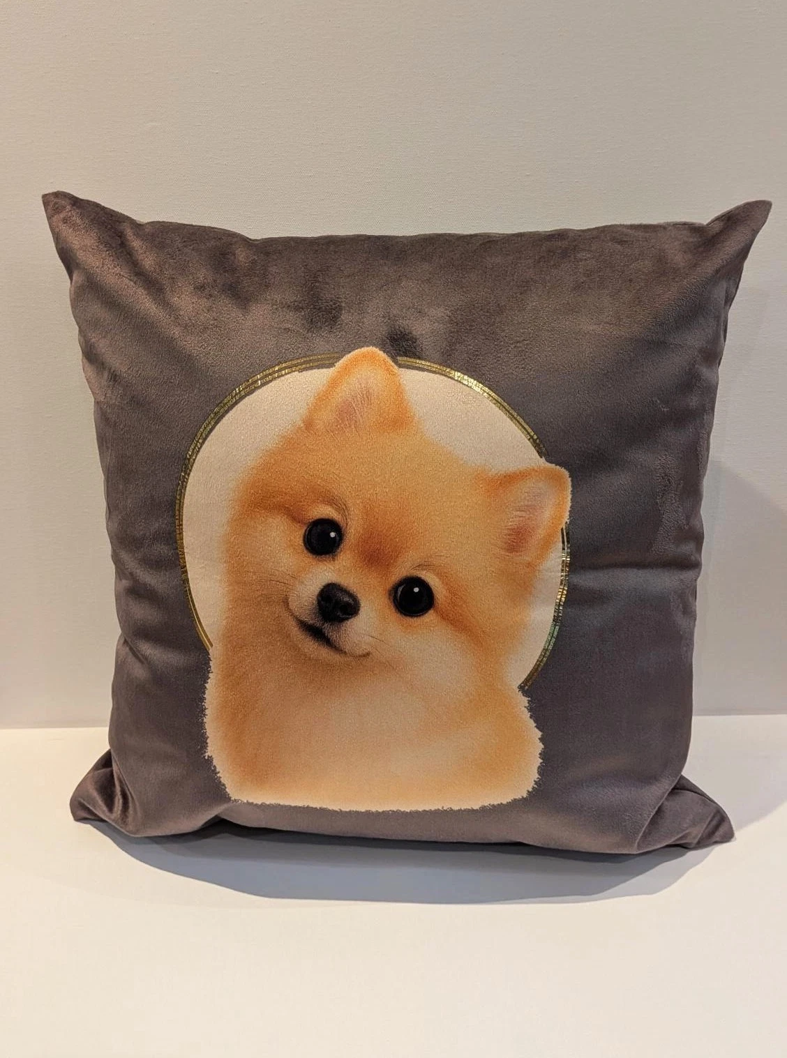 Dog 18x18 Velvet Throw Pillow with Gold Foil Halo - photo 3