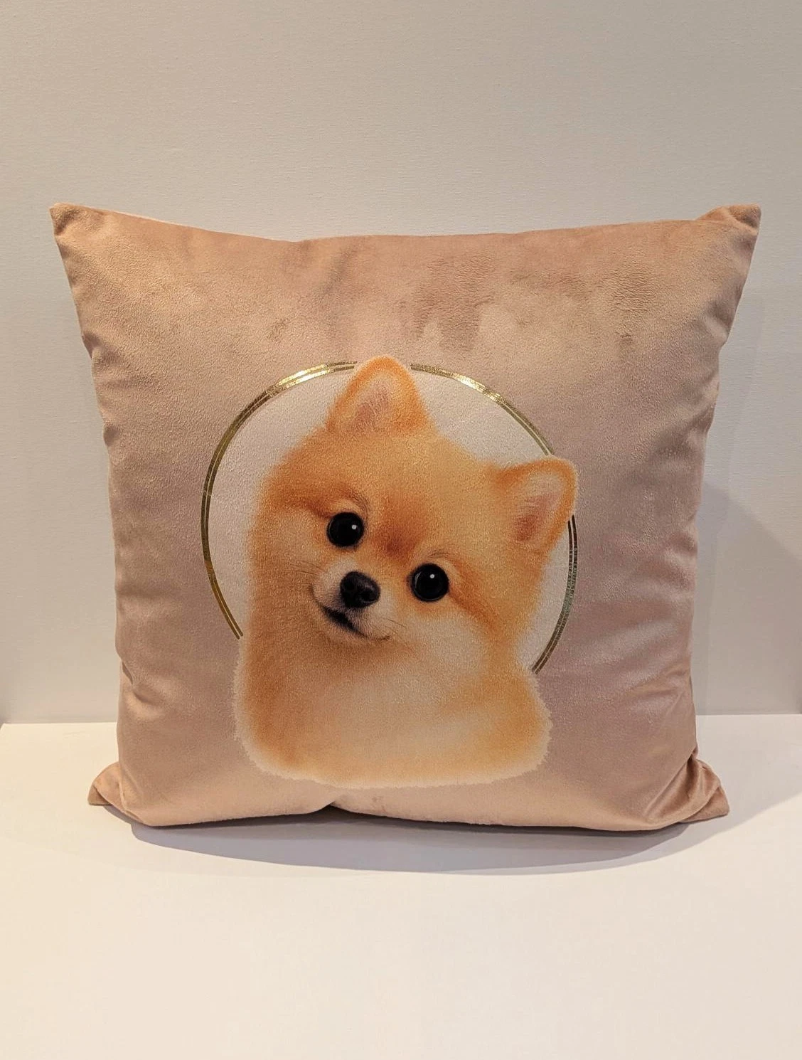 Dog 18x18 Velvet Throw Pillow with Gold Foil Halo - photo 4
