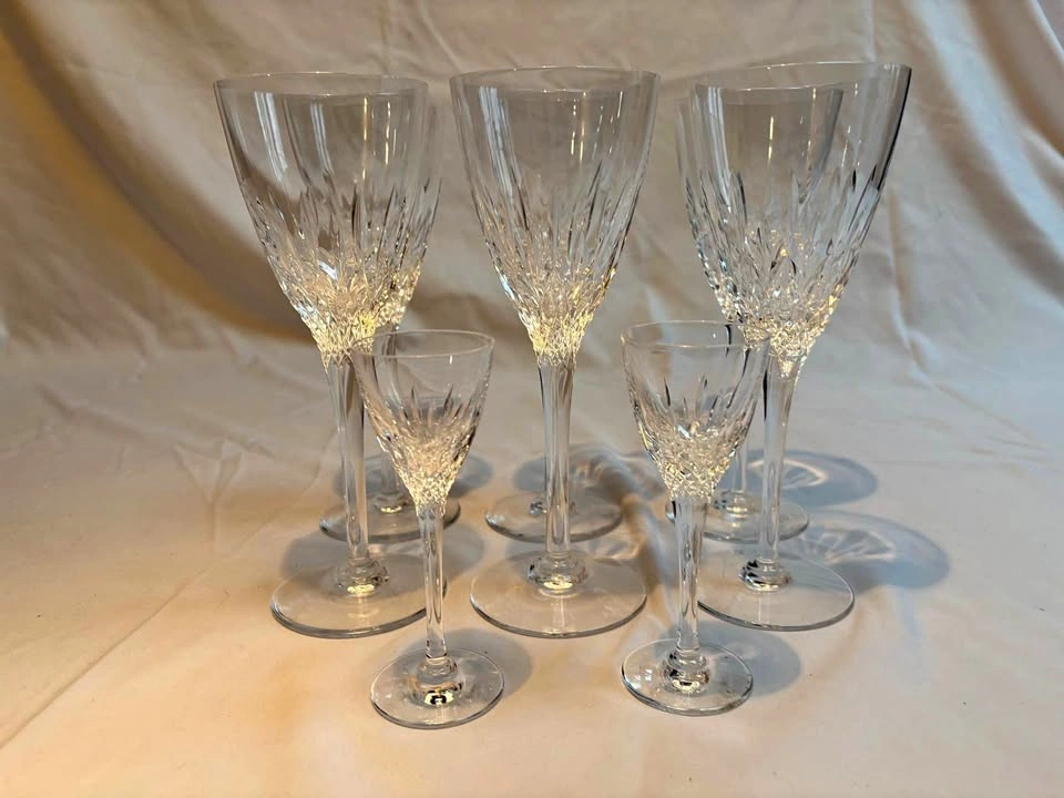 Stuart Crystal 6 Madison Water Goblets + 2 Liqueur Glasses
