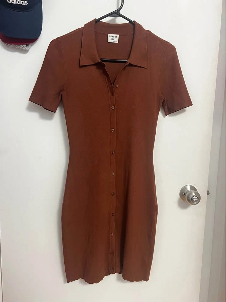 Aritzia Sunday Best Brown Cece Dress - Size S - photo 3