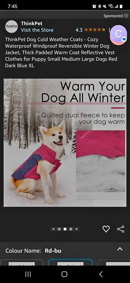 Winter Dog Jacket NWT - 17"