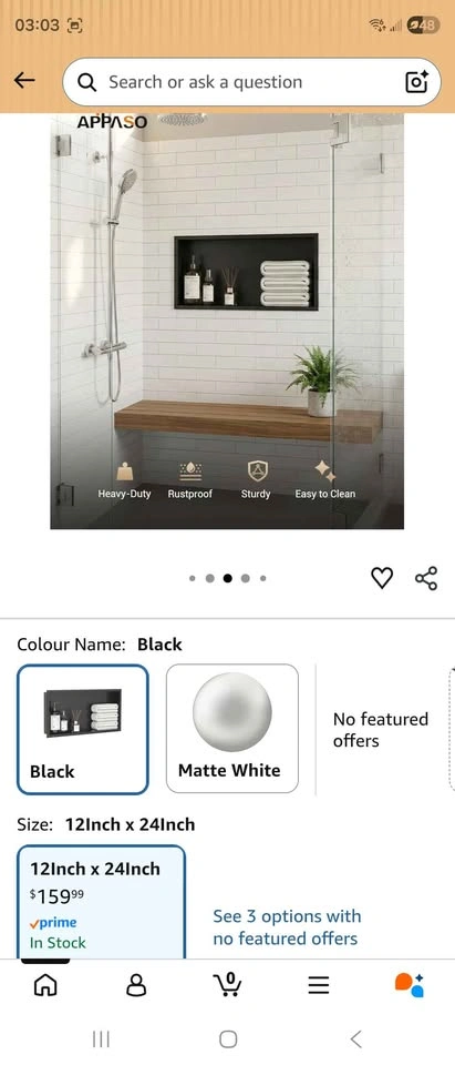 Appaso Black Stainless Steel Shower Niche (12" x 24") - Brand Ne - photo 2