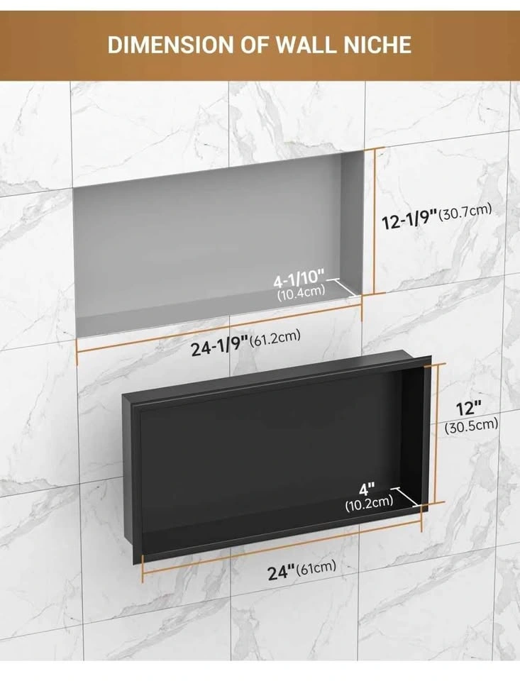 Appaso Black Stainless Steel Shower Niche (12" x 24") - Brand Ne - photo 3