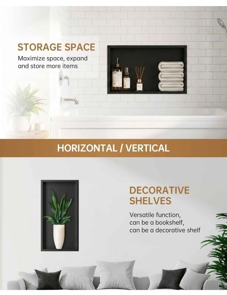 Appaso Black Stainless Steel Shower Niche (12" x 24") - Brand Ne - photo 4