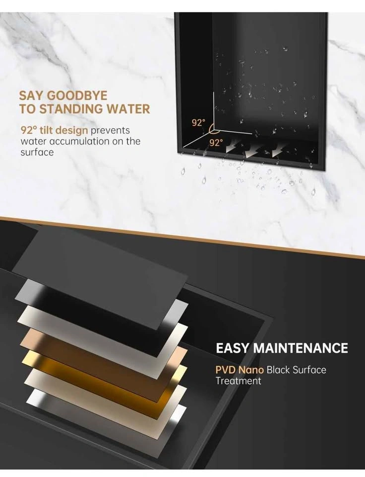 Appaso Black Stainless Steel Shower Niche (12" x 24") - Brand Ne - photo 5