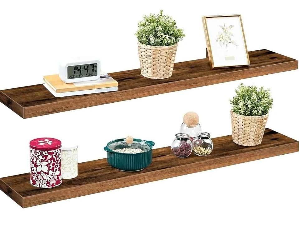 Floating Wall Shelves (Set of 2) - Rustic Brown - BRAND NEW