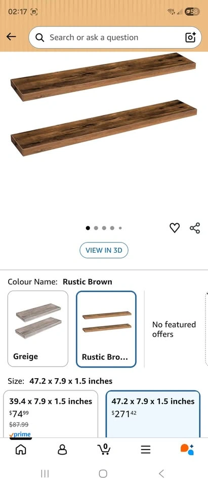 Floating Wall Shelves (Set of 2) - Rustic Brown - BRAND NEW - photo 2