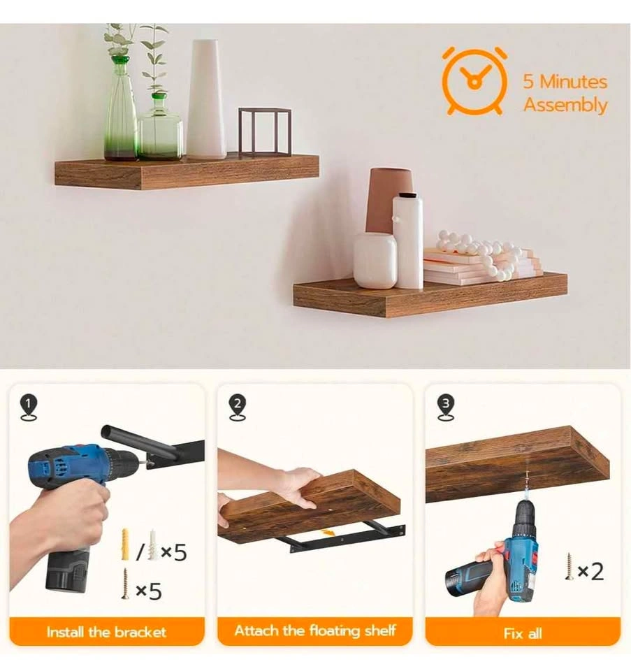 Floating Wall Shelves (Set of 2) - Rustic Brown - BRAND NEW - photo 5