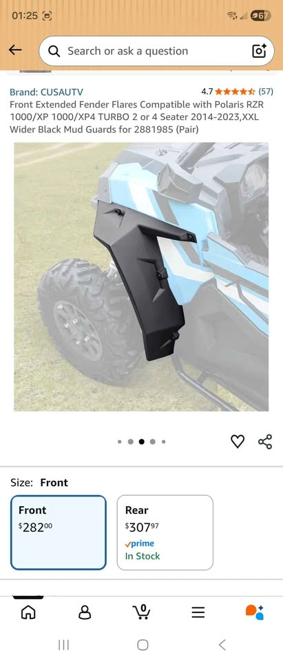 Polaris RZR Front XXL Fender Flares (2014-2023) - photo 2