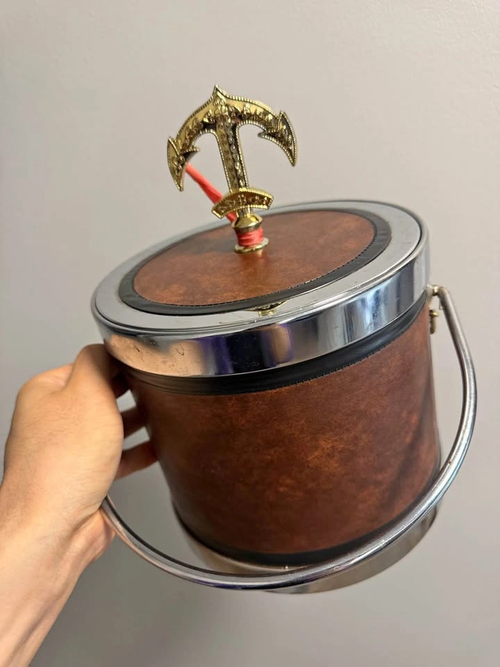 Vintage Ice Bucket with Anchor Lid