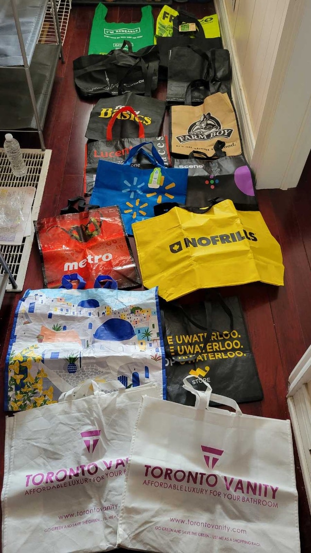 $1 each, $10 for all Reusable Shopping Bags