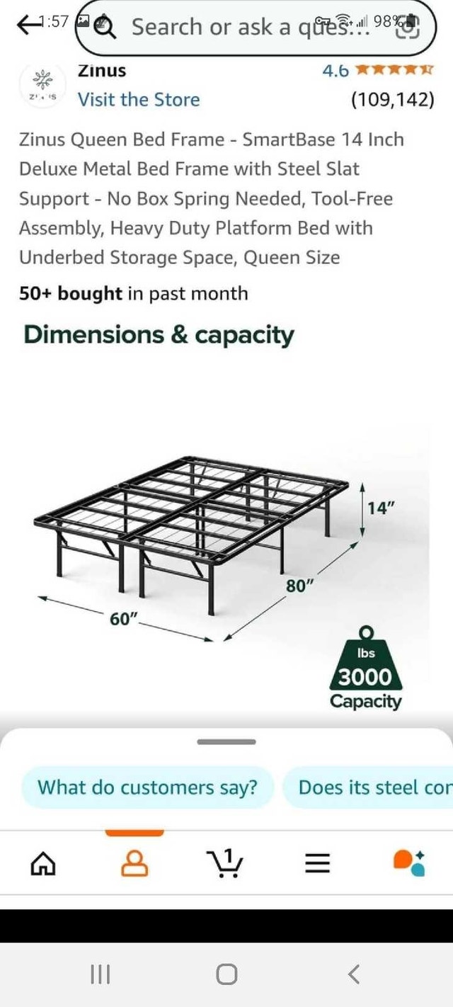 Zinus Queen Bed Frame moving sale