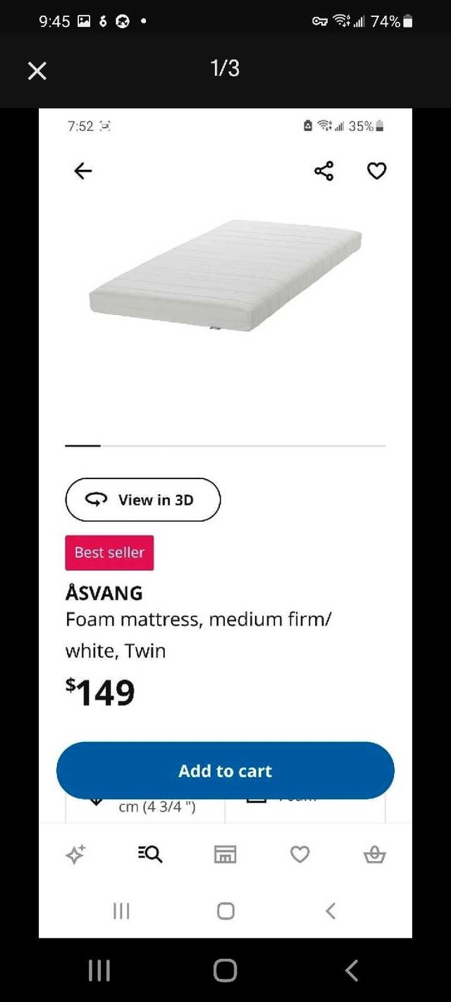 Ikea ASVANG Twin Mattress Moving sale