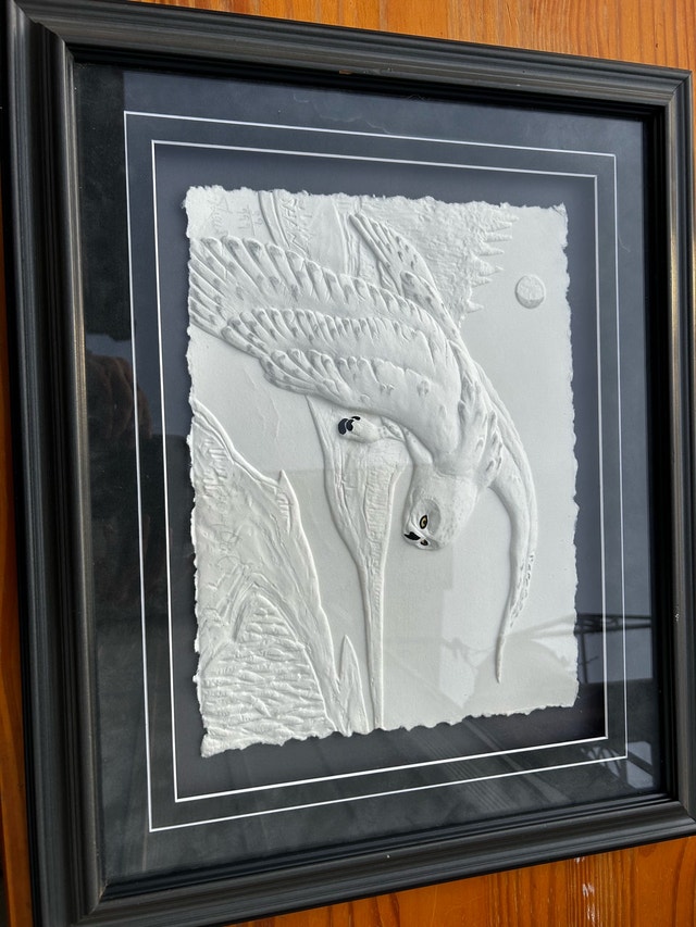 Signed Linda Shaw "Snowy Owl" Limited Edition Cast Paper