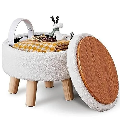 Wimarsbon Storage Ottoman, Modern Round Footrest
