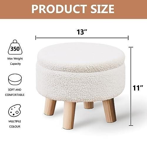 Wimarsbon Storage Ottoman, Modern Round Footrest - photo 3
