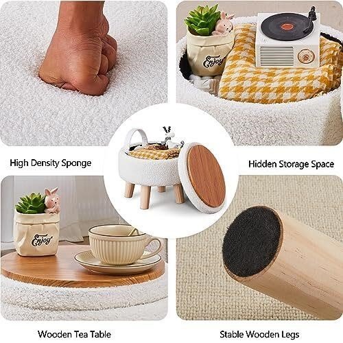 Wimarsbon Storage Ottoman, Modern Round Footrest - photo 4