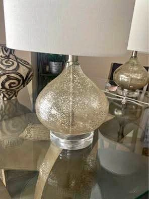 Set of Designer Mercury Glass Gold Speckled Lamps (Set of 2)