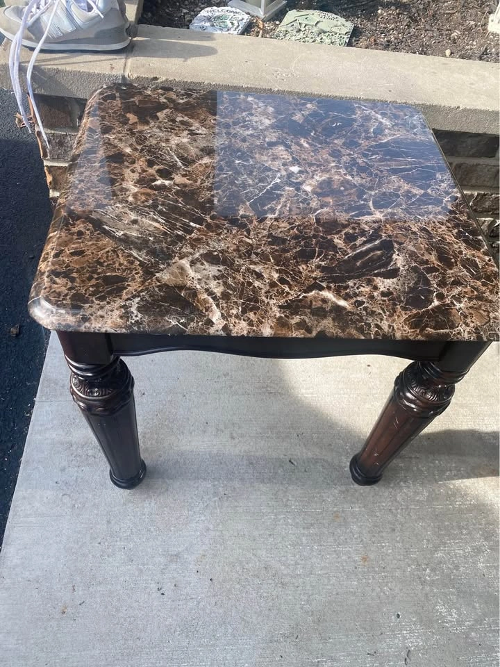Faux Granite Wood End Table - photo 2