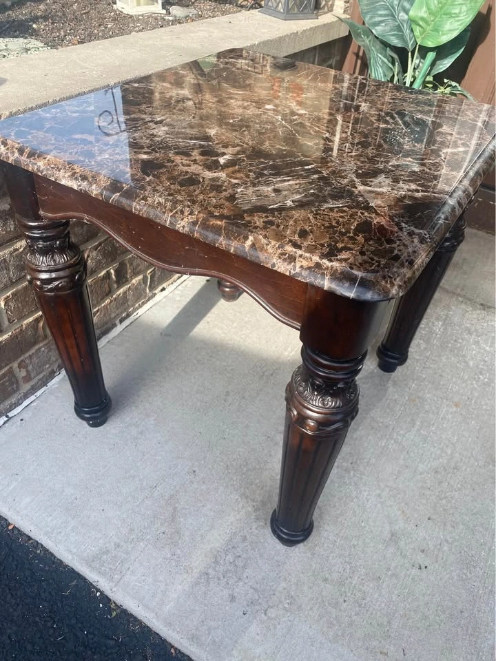 Faux Granite Wood End Table - photo 3