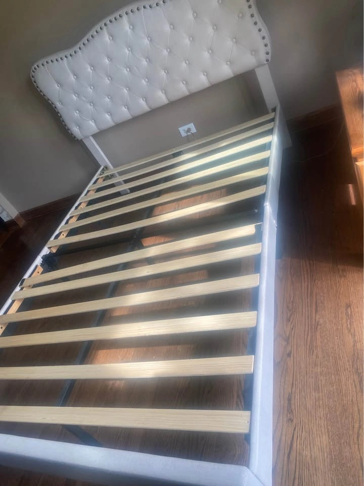 Full Size Tan Upholstered Bed Frame - photo 3