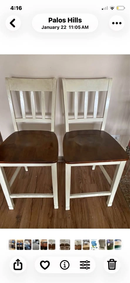 Set of 2 Wood Bar Height Stools/Chairs