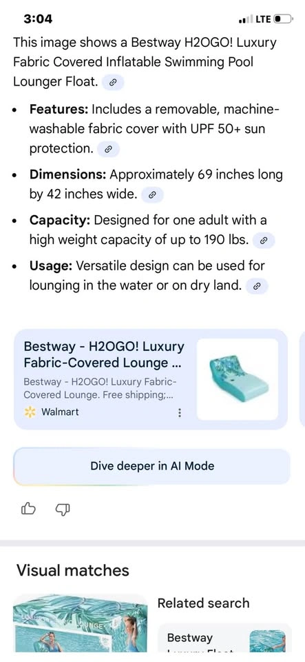 Bestway H2OGO! Luxury Fabric Covered Inflatable Pool Lounger - photo 5