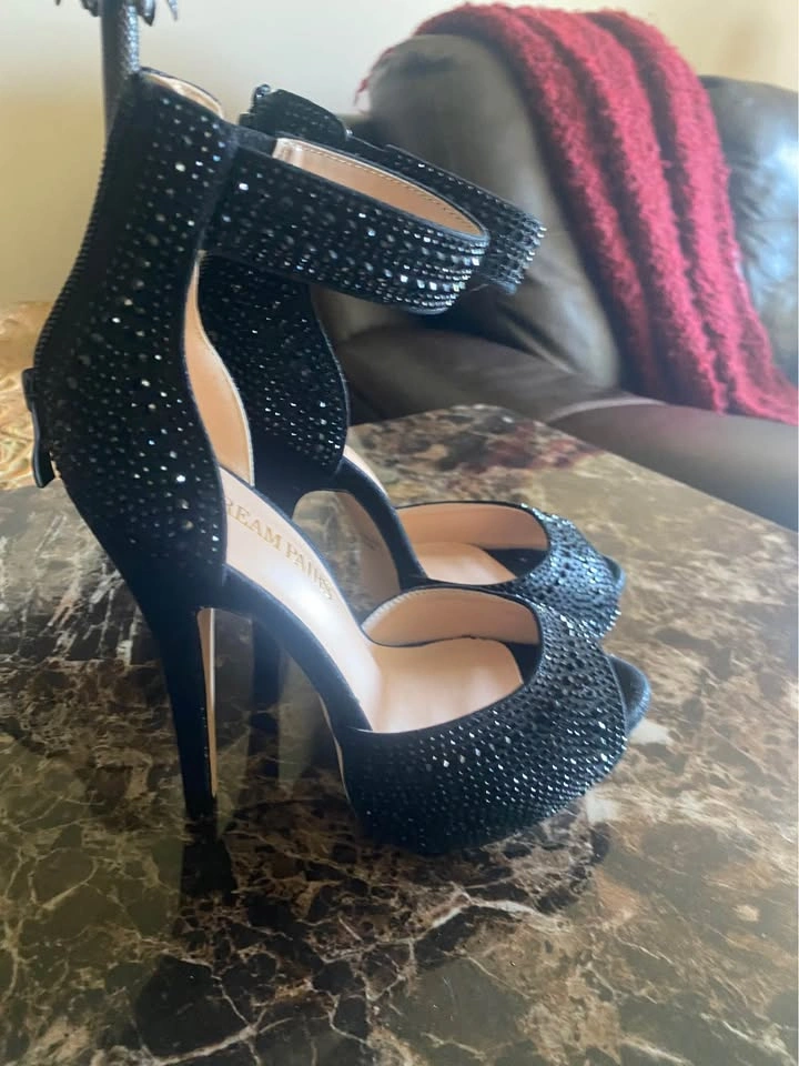 New Dream Paris Black Sparkle Heels Sz. 6 - photo 2