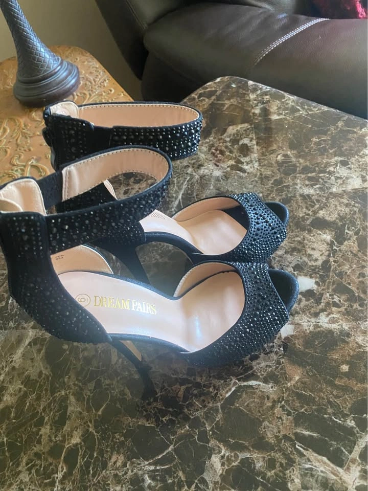 New Dream Paris Black Sparkle Heels Sz. 6 - photo 3