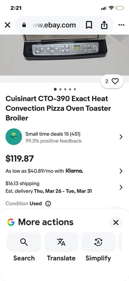 Cuisinart Exact Heat Convection Pizza Oven Toaster Broiler CTO-3 - photo 3