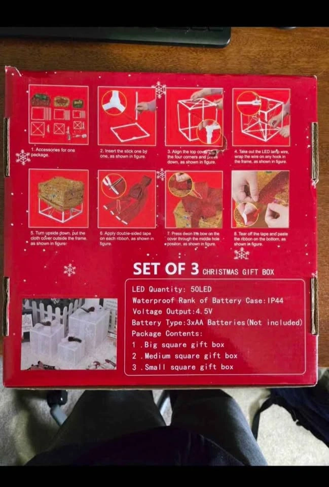 New LED Christmas Lighted Gift Box 3 Piece Set - photo 5