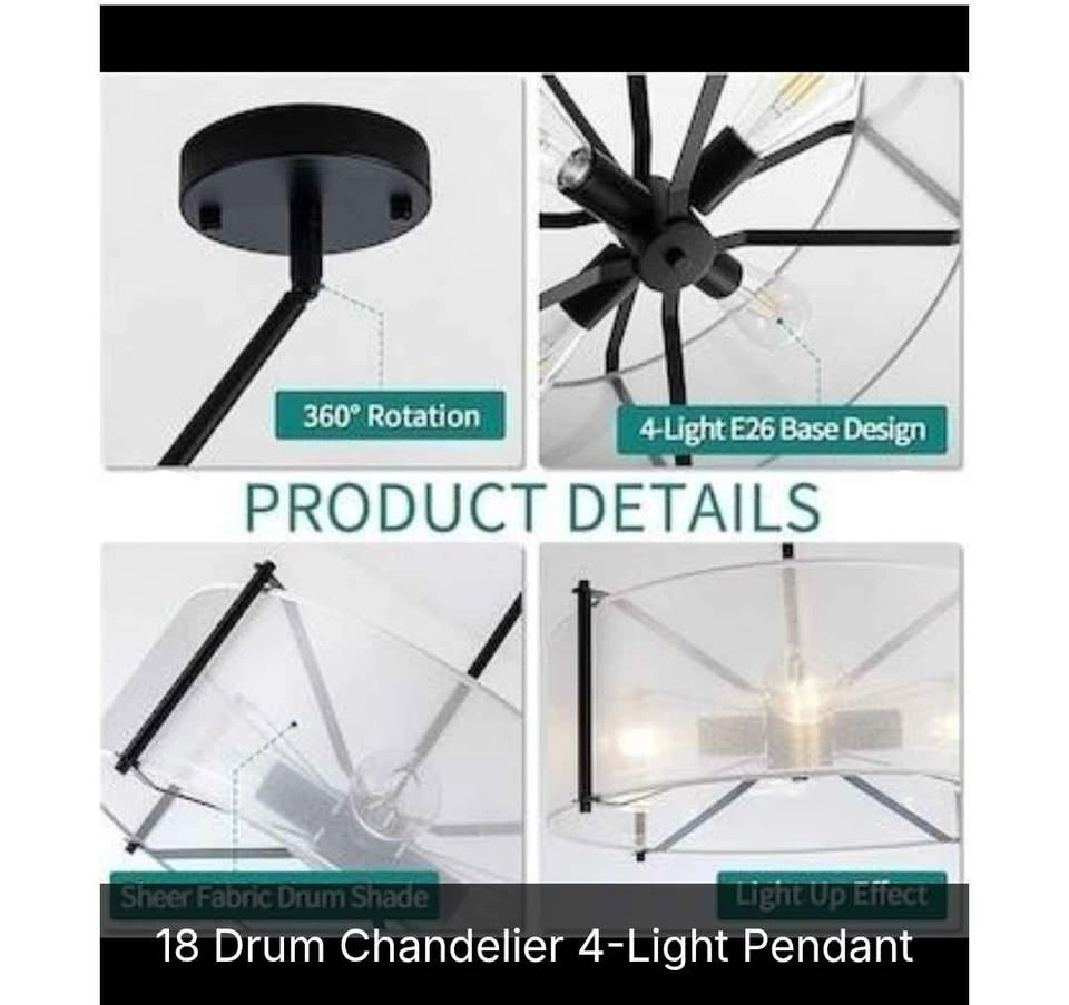 New 4 Light Pendant Drum Chandelier - photo 4