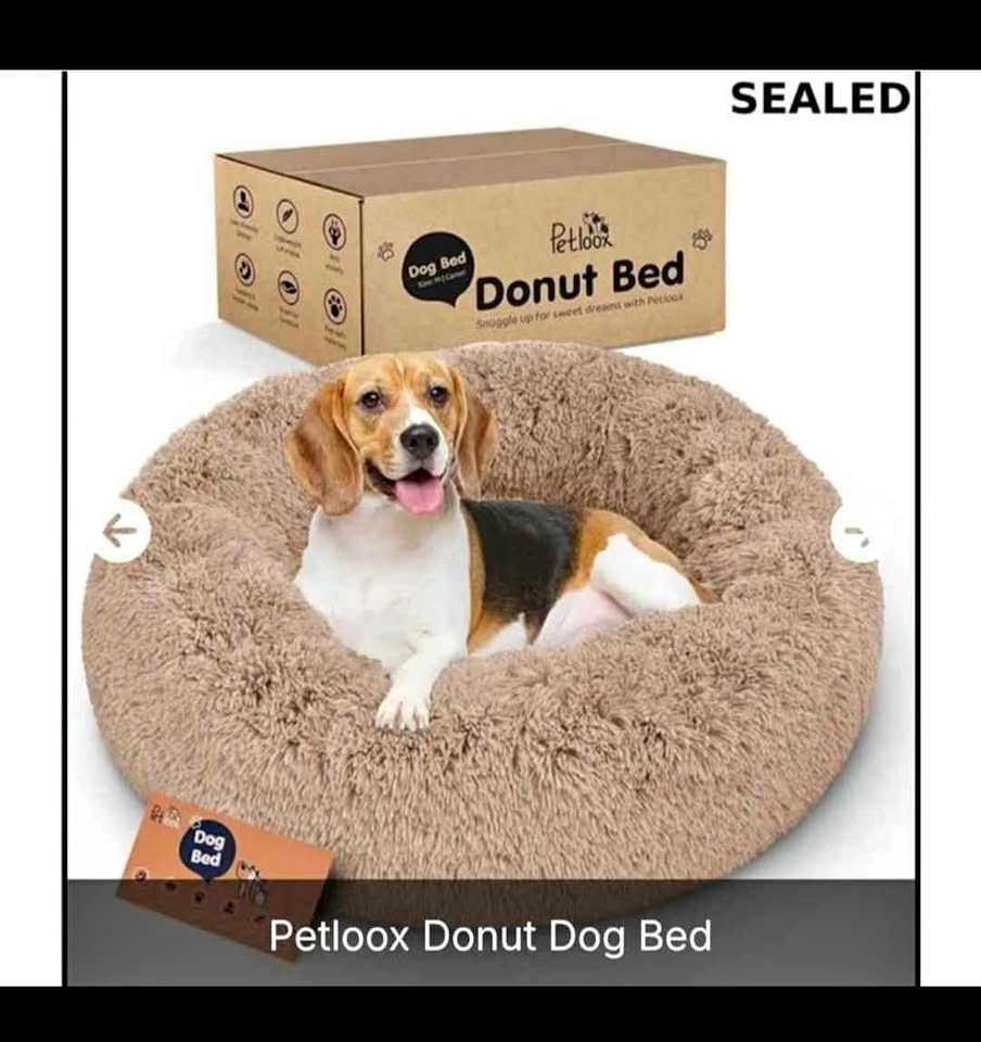 New Petloox Donut Dog Bed - Medium - Camel