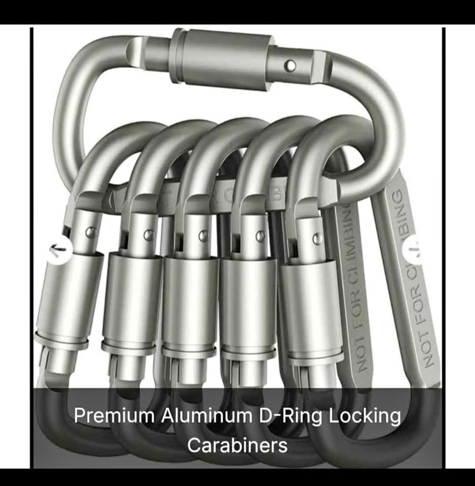 New Outmate Premium Aluminum D-Ring Locking Carabiners Set Of 6