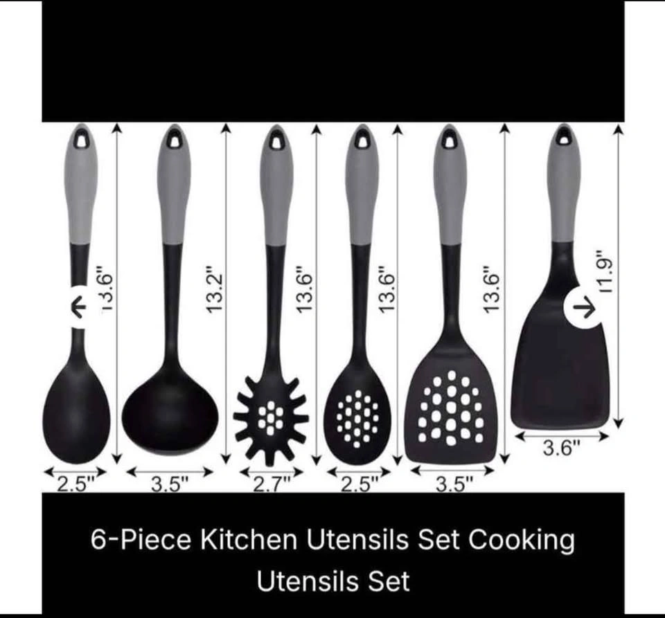 New Black & Grey 6 Pc Kitchen Utensils Set by Flawless Casa - photo 2