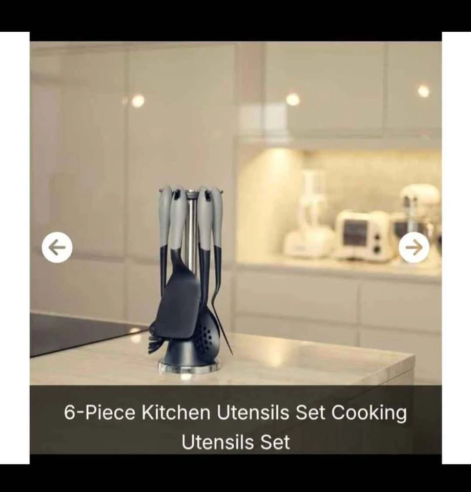 New Black & Grey 6 Pc Kitchen Utensils Set by Flawless Casa - photo 3