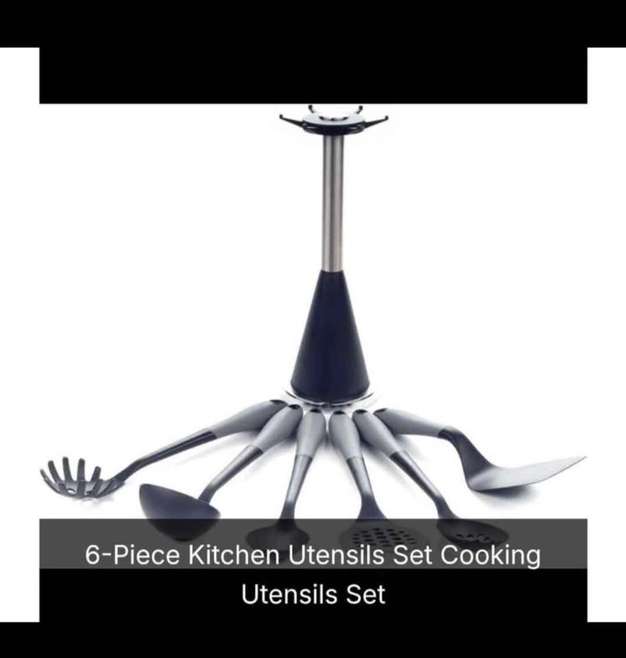 New Black & Grey 6 Pc Kitchen Utensils Set by Flawless Casa - photo 4