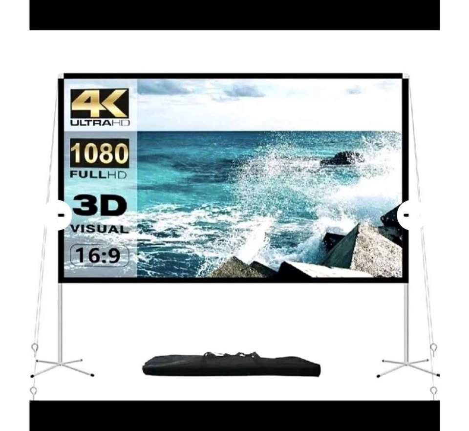 New AODIOU 100 inch Portable Projector Screen Stand Set