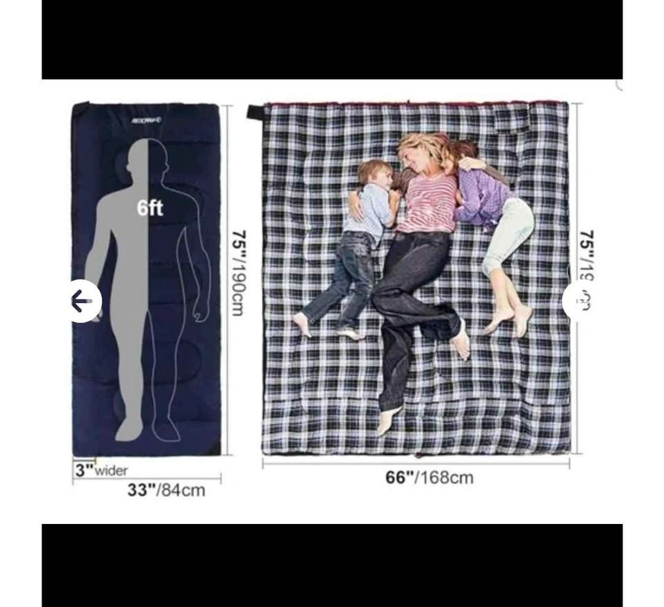 New REDCAMP Outdoors Cotton Flannel Sleeping Bag Blue - photo 2