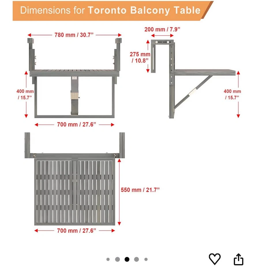 Brand New Folding Balcony Table - photo 3